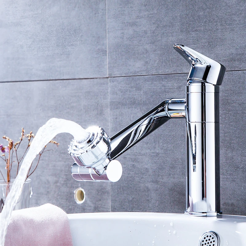 Медный кран для ванной комнаты с поворотным рычагом на 360 градусов вращающийся