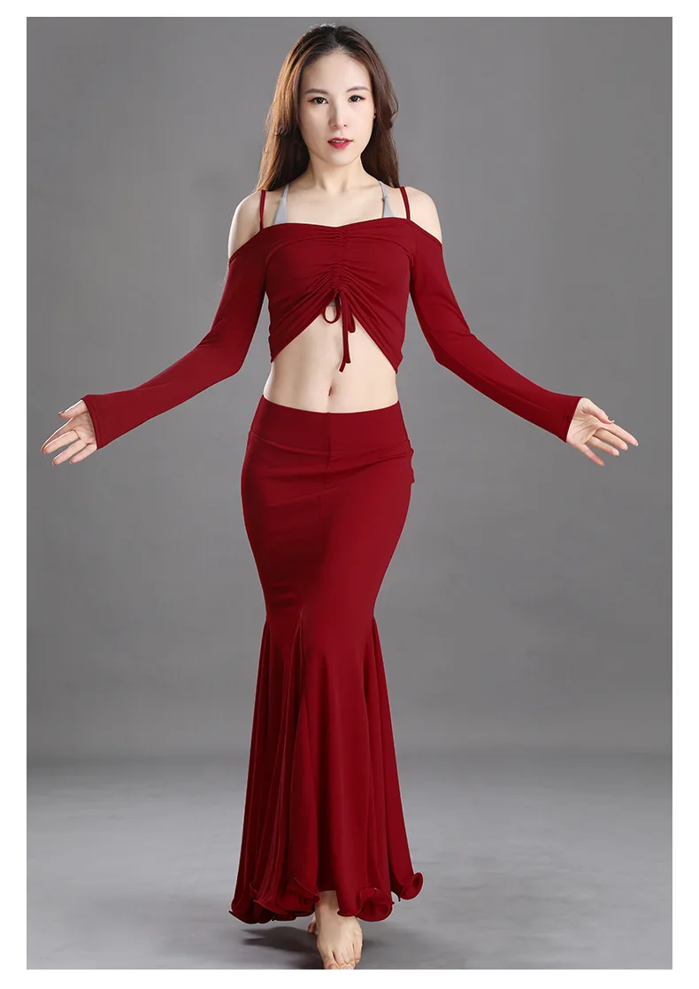 

Костюм для танца живота женский, кружевной, из двух предметов, с юбкой