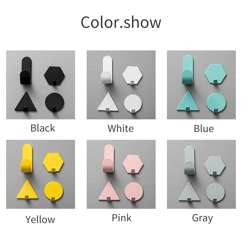 

4pcs/set Towel Hooks Plastic Door Hangers Self Adhesive Wall Hangers Hat Racks Keys Hanger wall organizer Home Decor key holder