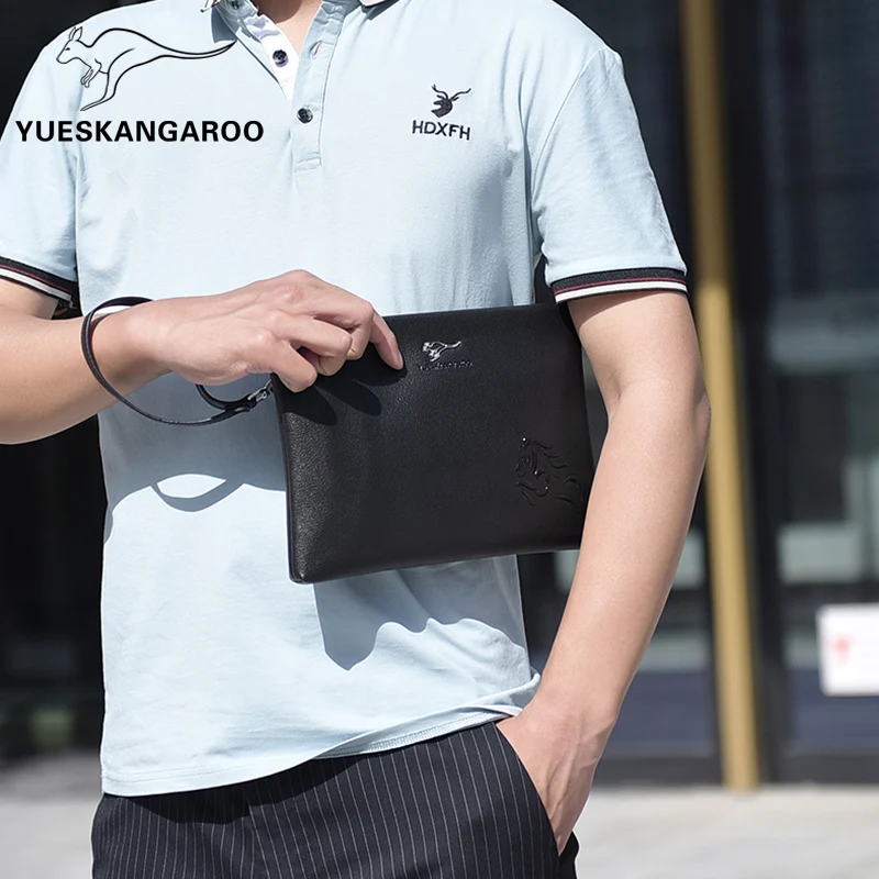 Роскошный брендовый мужской клатч KANGAROO кожаный Длинный кошелек с паролем для