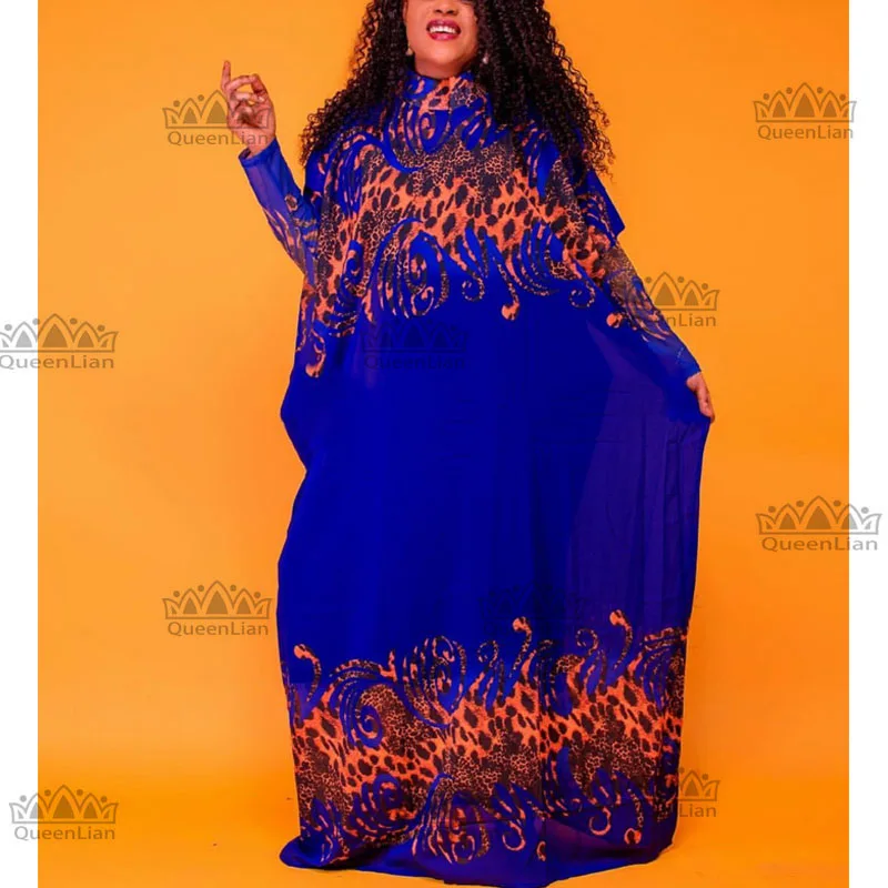 2019 New African Loose Design Chiffon Long sleeve Dashiki Dress For Lady XFCX# | Тематическая одежда и униформа