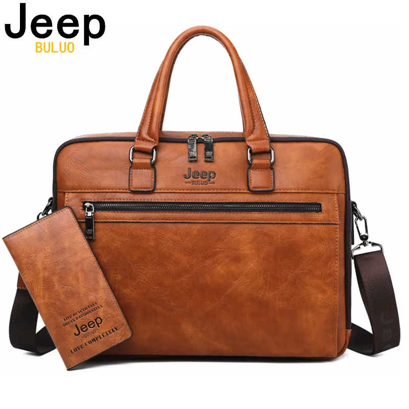 Мужской деловой брендовый портфель jeep buluo оранжевый для ноутбука 14&quot сумка