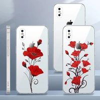 poppy flower bloom phone case transparent for iphone 13 12 mini 11 pro x xr xs max 7 8 6 6s plus se shell cover