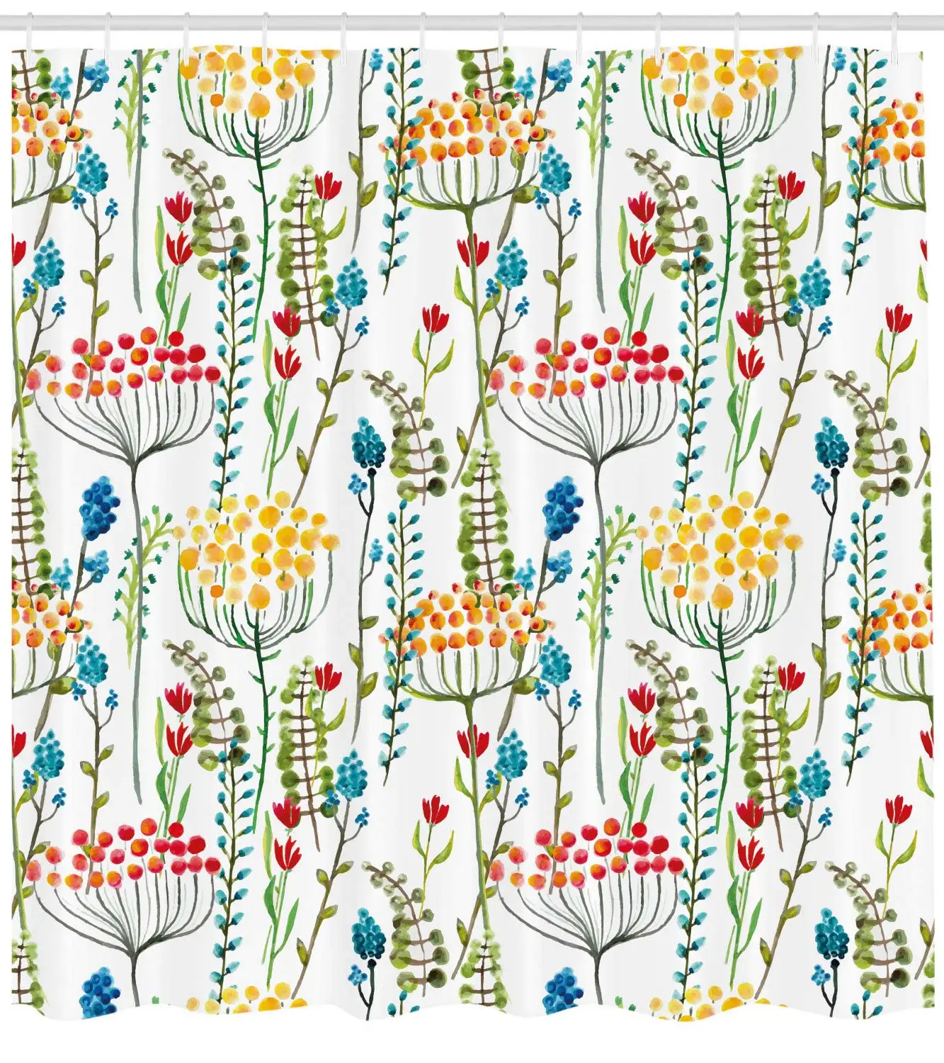 Цветочный занавеска для душа ручной работы каракули стиль цветы цветения в