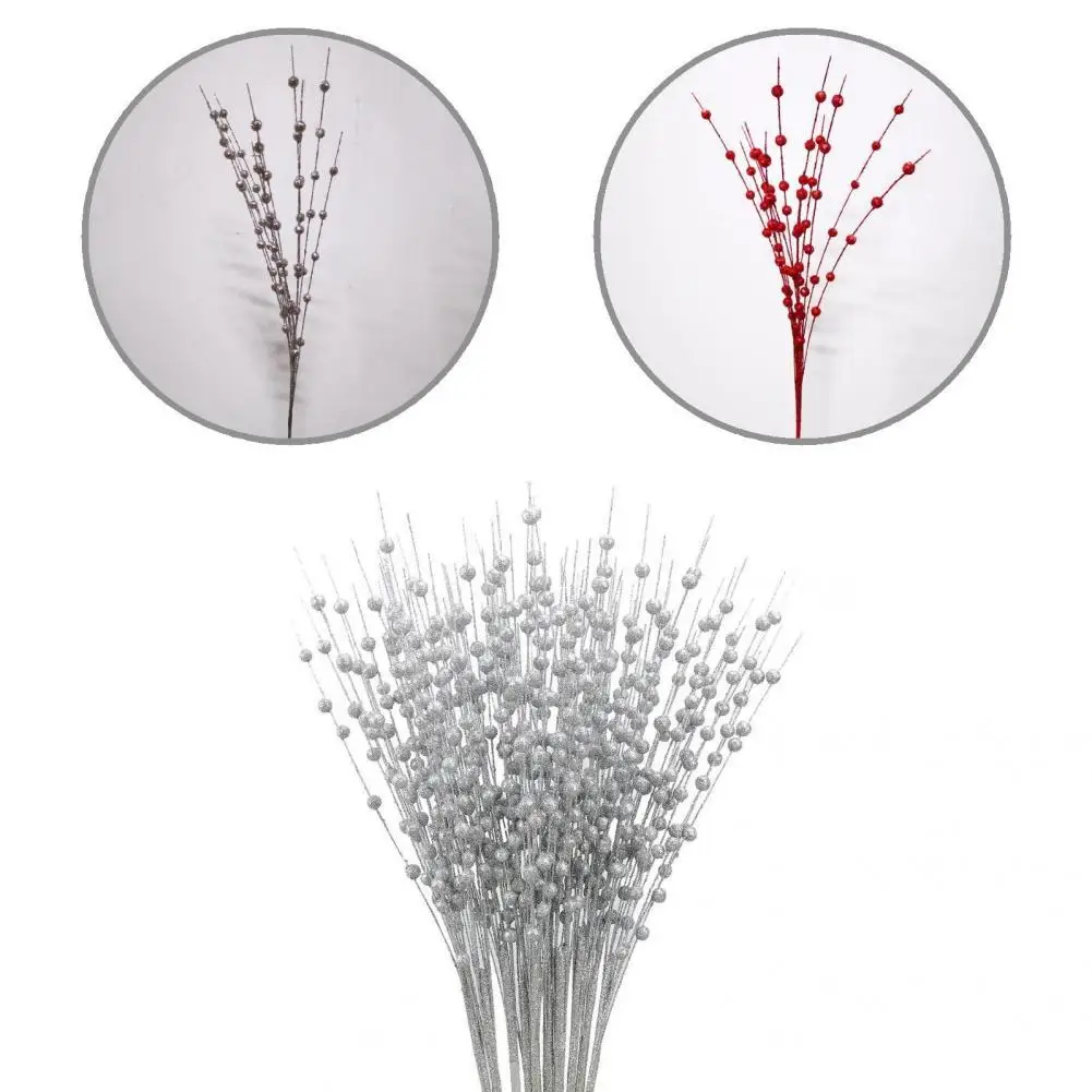 

10Pcs/Set Artificial Berry Stem Premium 20 Inch Twigs Christmas Berry Stem Decor Fadeless Easily Bent Berry Pick Ornament