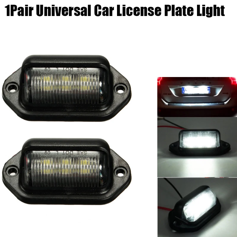 

1Pair 12V 6 LED Universal Car License Plate Light Bulbs Number Plate Lamp Signal Indicator For Vans Trailers Trucks Lorries