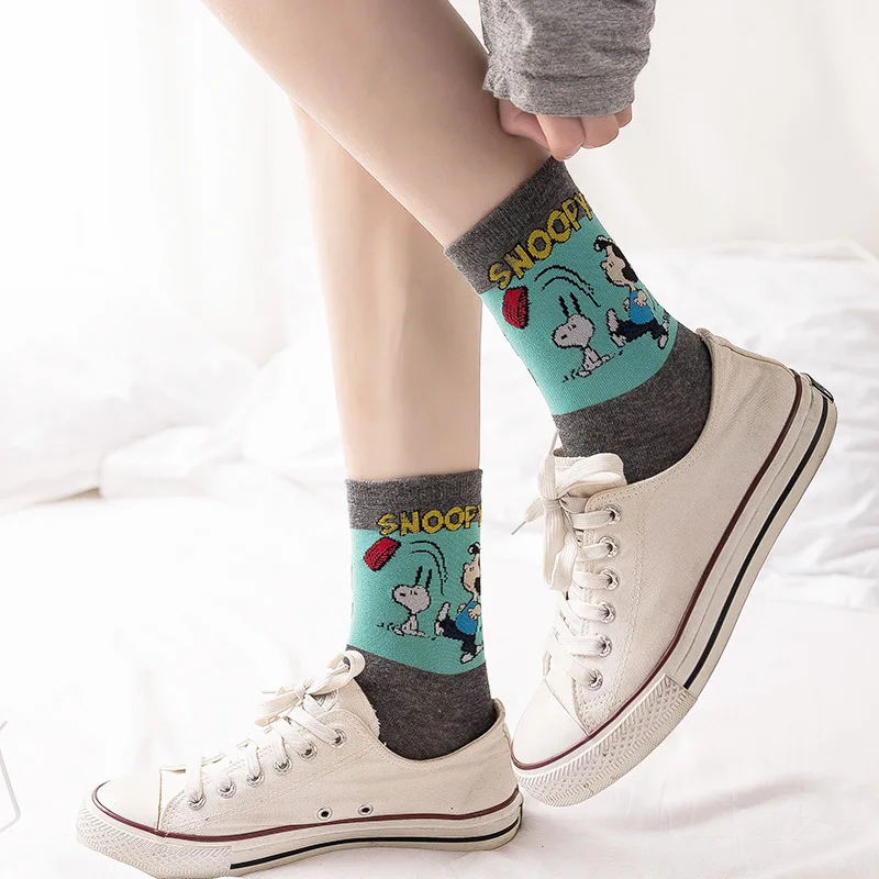 Женские Забавные милые носки с героями мультфильмов Kawaii черно белые мягкие