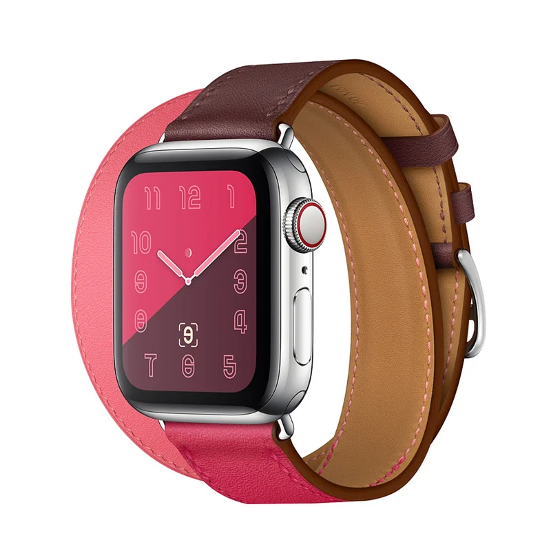 2 Кожаный ремешок для apple watch band 42 мм 38 мм iWatch band 44 мм 40 мм двойной походный браслет ремешок для часов apple watch 4 3 21 аксессуары - Цвет ремешка: 2