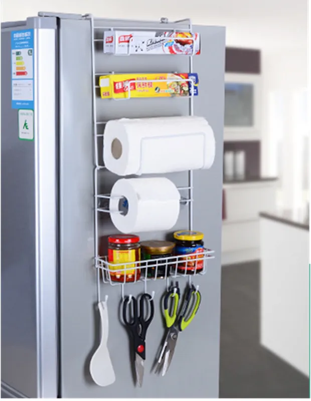 Кухня стеллаж для хранения мульти многослойный холодильника сбоку полка