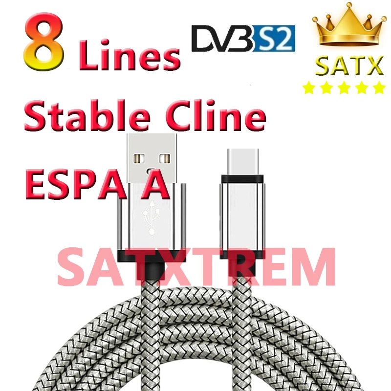 

Satxtrem Clines Europe Stable 8 Lines Cable Line CC ESPA A DVB S2 TV V7 V8 V9 Nova
