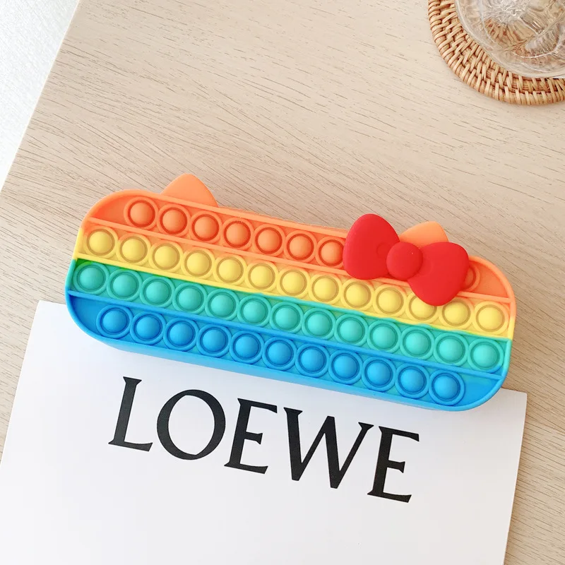 

New 20cm Pencil Case Push Bubble Toy Autism Pop Pop Stress Reliever Toys Children Learning Pencil Case Anti-stress Fidget Toys