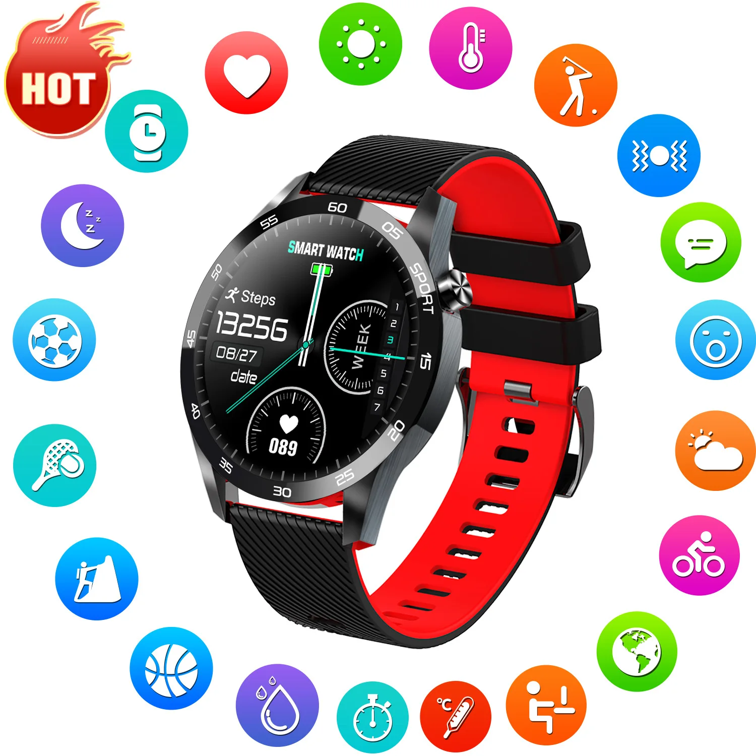 

2021 Neue Smart Uhr Männer Mode IP68 Wasserdicht Smartwatch Herz Rate Fitness Tracker Frauen Volle Touch Uhr Für Android IOS