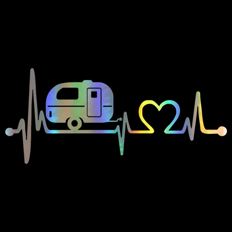 

Creativity Car Sticker Camper Travel Hiker Camper Heartbeat Stickers and Decals Car Styling Funny Sticker on Cars KK 20.3*8.9cm