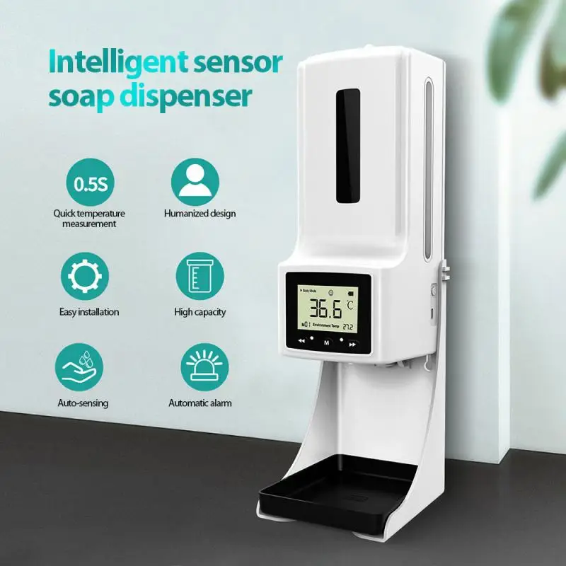 

1000ML Intelligent Automatic Induction No-wash Hand Sanitizer Soap Dispenser Infrared Temperature Measuring Disinfection Machine
