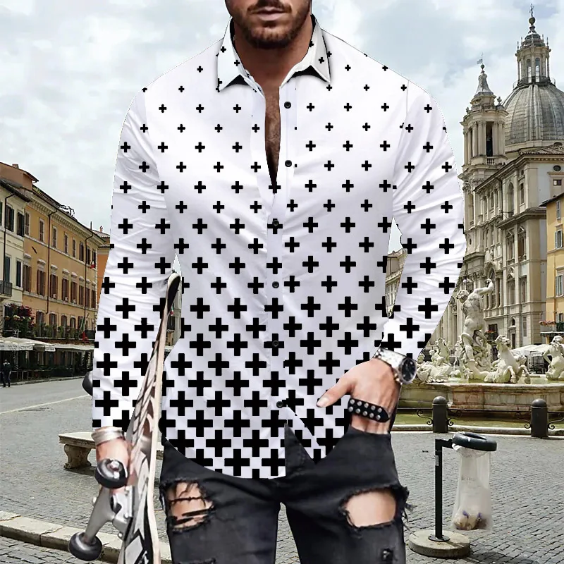 

Men Hot SaleHigh Quality Clothes New European American Men's Clothing Casual Fashion Printed Shirt Cardigan Long Sleeve Shirt