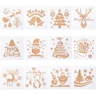 12 шт, рождественские трафарет пластмассовый копии книжка-раскраска рождественской елки распылительная доска оленей Санта Клаус трафареты детский подарок