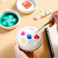 1pc 10cm ceramic double faced paint palette for watercolor chinese painting art supplies