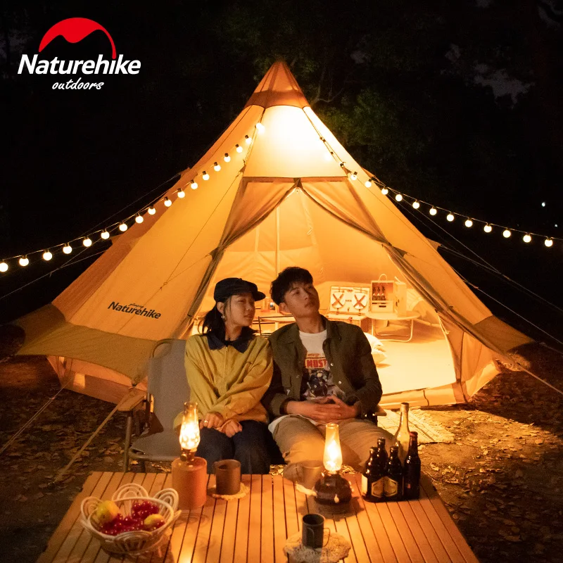Naturehike Tent Waterproof Cotton Portable Large Pyramid Hiking Teepee Tipi Glamping Tents Outdoor Camping | Спорт и развлечения