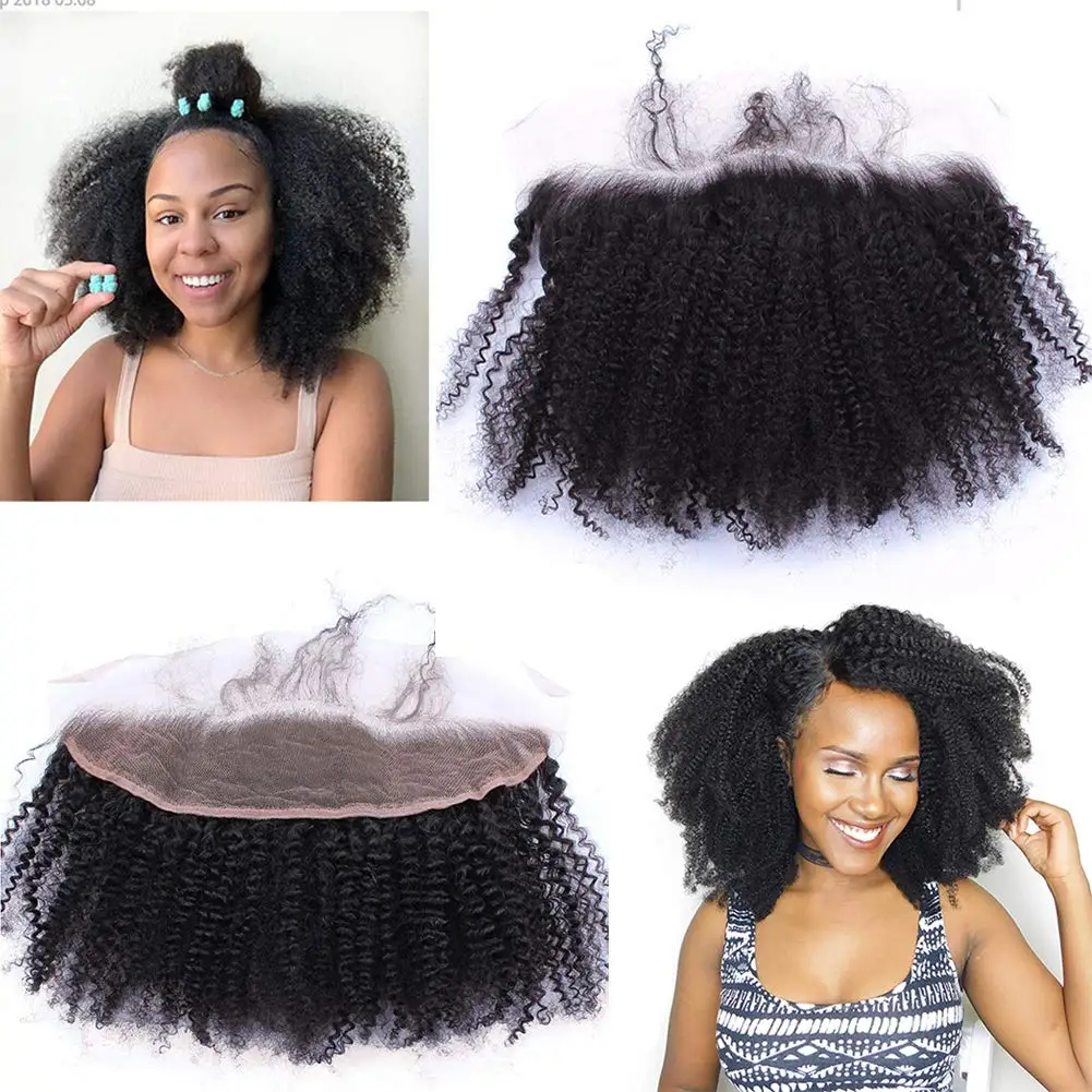 Afro Kinky Curly 13X4 Lace Frontal Closure Ear To Ear Unprocessed Mongolian Human Hair Top Full Lace Frontal Closure Piece