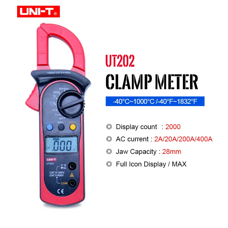 

Высокоточный цифровой мультиметр-зажим UNI-T UT202 Ом DMM DC AC Вольтметр Амперметр переменного тока