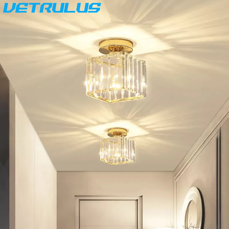 

Crystal Led Ceiling Light Aisle Lamp Corridor Stairs Modern Chandelier Dining Room Surface Mounted Plafonniers Bedroom Fixtures