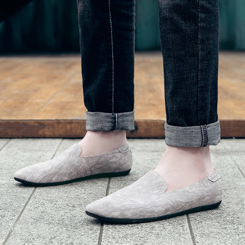 New 2020 Black Men Loafers Shoes Luxury Slip-on Moccasins Casual Suede Leather Men's White Flats | Обувь