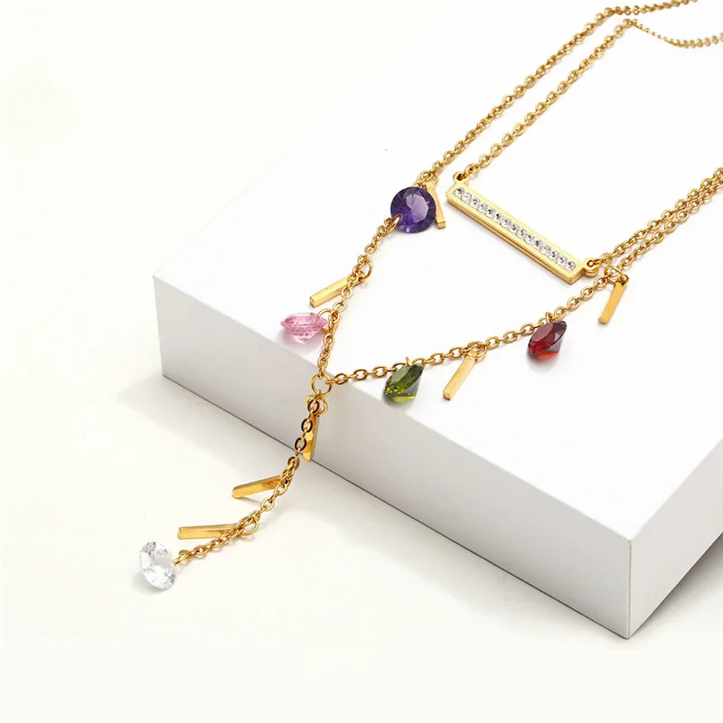 Комплект из колье и серёг OUFEI многослойного циркония нержавеющей стали |