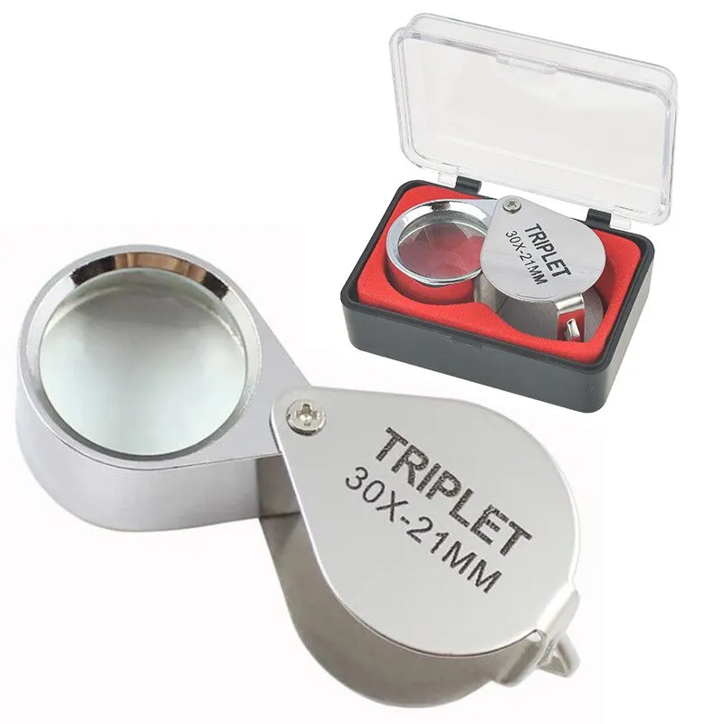 

Folding Jewllery Loupe Portable Magnifying Glass Pocket Size Lovely Jewllery Magnifier 30X Magnification Metal Silver 30*21 mm