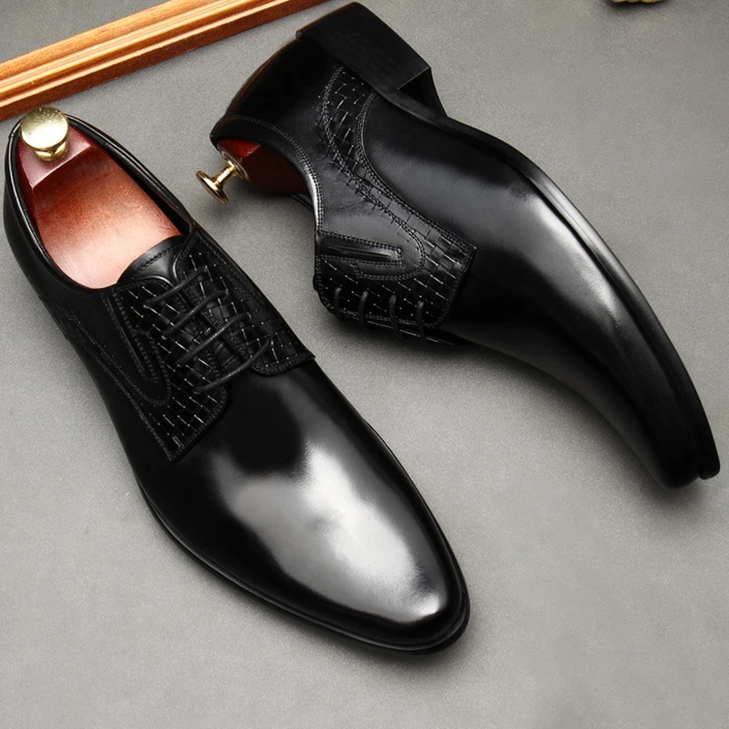 Туфли-оксфорды мужские ручной работы Роскошные на шнуровке заостренный носок