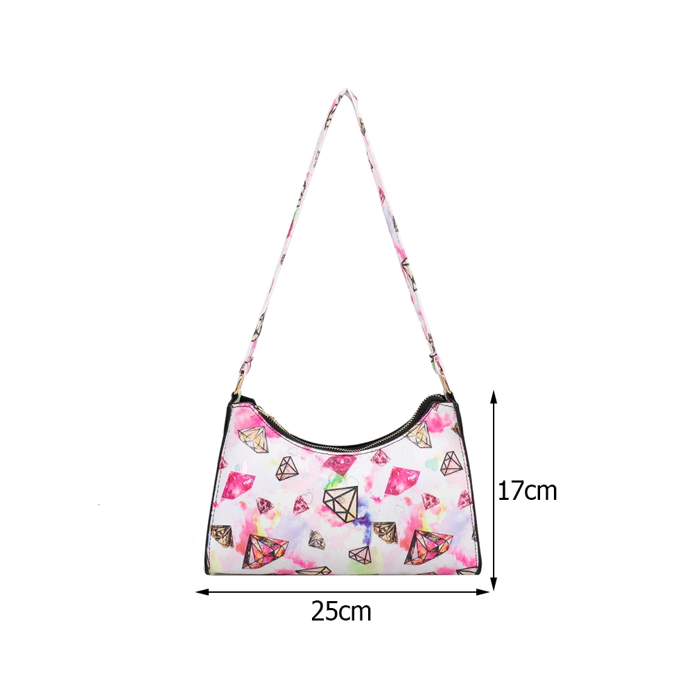 

Fashion PU Diamond Pattern Shoulder Bag For Women Printing Small Hobos Underarm Bags Retro Ladies Baguette Design Hobos Handbags