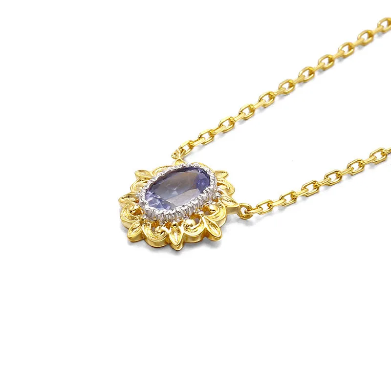 

Lii Ji Choker Neclace Real 925 Sterling Silver Natural BlueTanzanite Zircon Luxucy Necklace Women Jewelry Christmas Gift