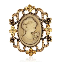 1 vintage cameo victorian style crystal wedding party women pendant brooch pin