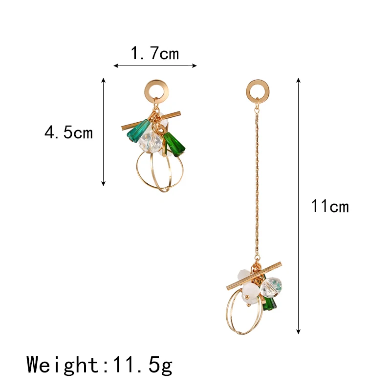 Длинные эффектные геометрические круглые Асимметричные красочные серьги с