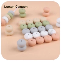 15mm silicone abacus beads 20pcs lentil silicone teether diy bead food grade silicone nursing necklace pearl silicone teething