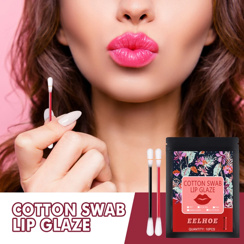 

Eelhoe Cotton Swab Lipsticks For Outdoor Portable Lipsticks Cosmetics Waterproof Case Lasting Long Cigarette Liquid Lipstick