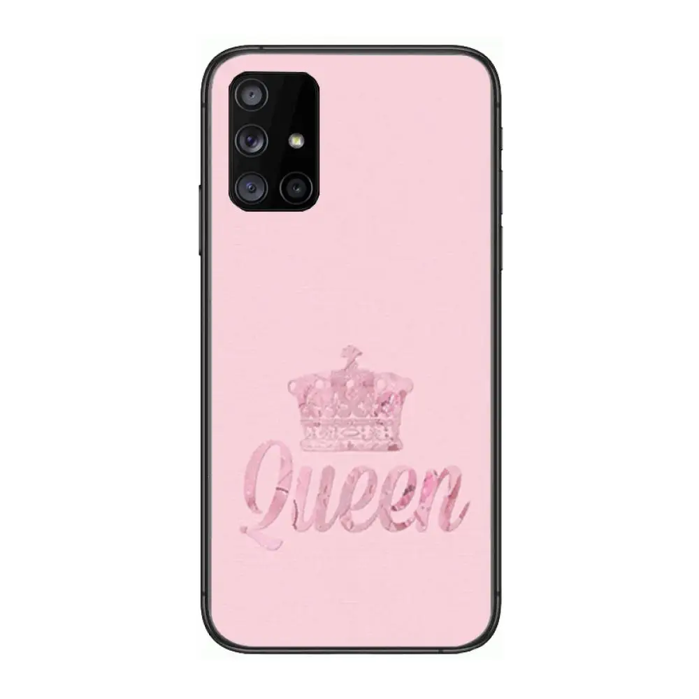 

Pink Princess With Queen Phone Case Hull For Samsung Galaxy A 90 50 51 20 71 70 40 30 10 80 E 5G S Black Shell Art Cell Cover