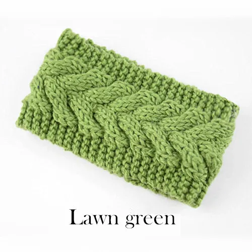Lawn green Зимняя теплая вязаная повязка на голову для женщин, шерстяная повязка на голову с вязаным узлом, тюрбан, повязка на голову для ушей, теплые повязки на голову, женские аксессуары для волос - Цвет: Lawn green