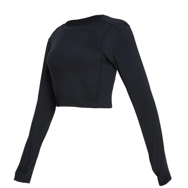 Quick-drying Fitness Women's Pure Color Long Sleeve Tight Fitness Running Yoga Jacket Tops Women Short Sleeve Female Tops#10 images - 6