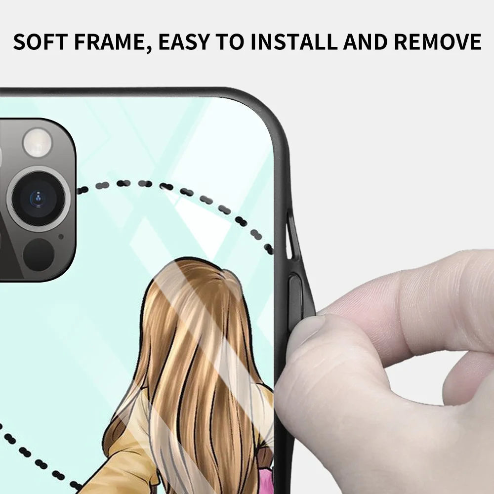 Tempered Glass Case For iphone 12 11 pro max mini xs xR X 8 7 6 6S Plus SE Shell Smartphone Girls Bff Best Friends Forever | Мобильные