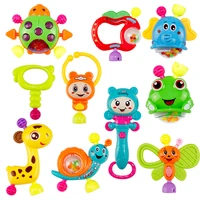 10pcs baby rotating hand rattle music teether toy early education rattle teether childrens educational toys
