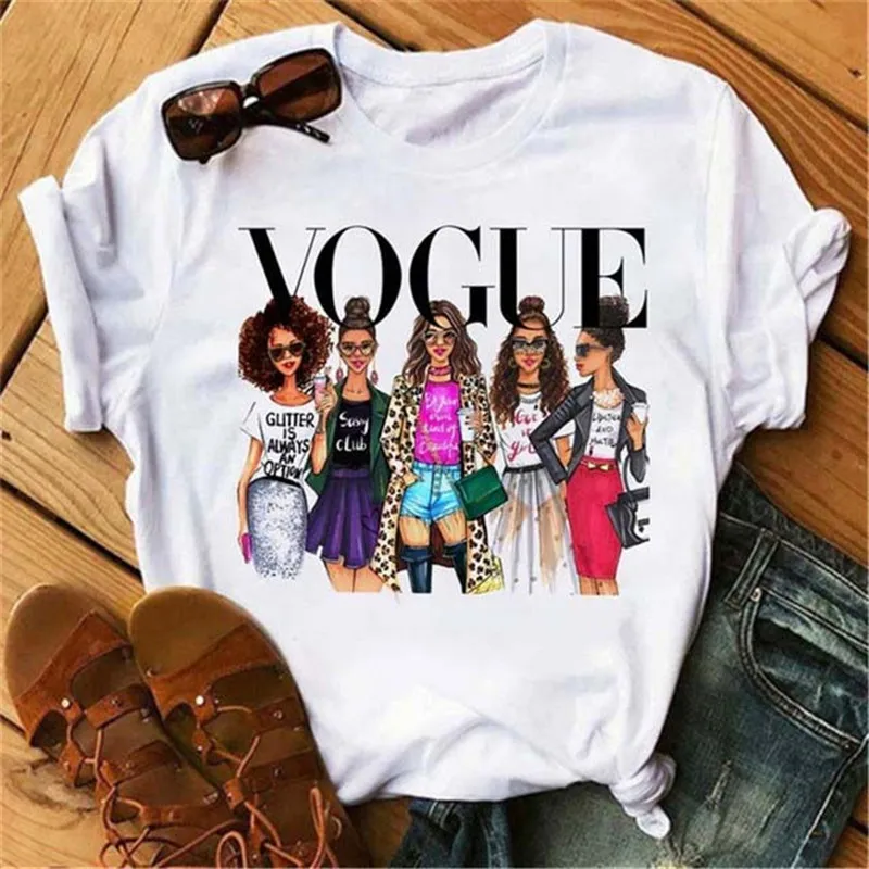 

Vogue Women T Shirt 90s Aesthetic Girls Ladies Tshirt Harajuku Ulzzang Cute Graphic Print Shirts Summer Top Tees Female