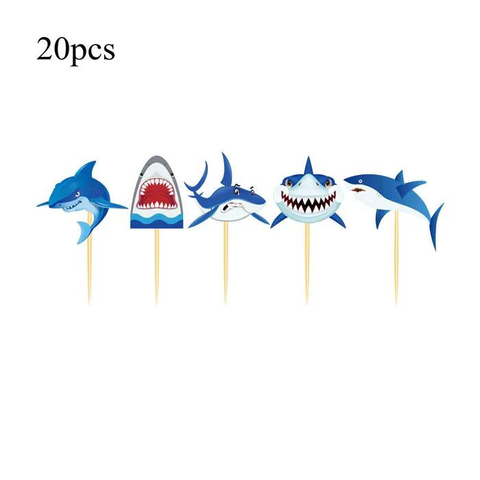 Вечеринка в честь Дня Рождения, сувениры, Deep Sea Blue Shark, Топпер для торта, морская тематика, вечерние декоративные обертки для кекса, украшения - Цвет: WB026A