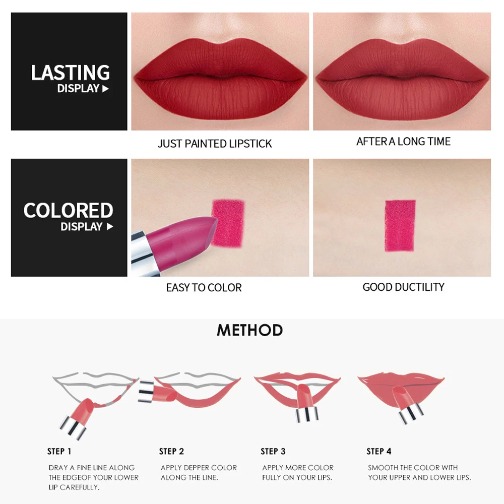 Темно-красная матовая помада Розовый бархатный тинт для губ водостойкая стойкая