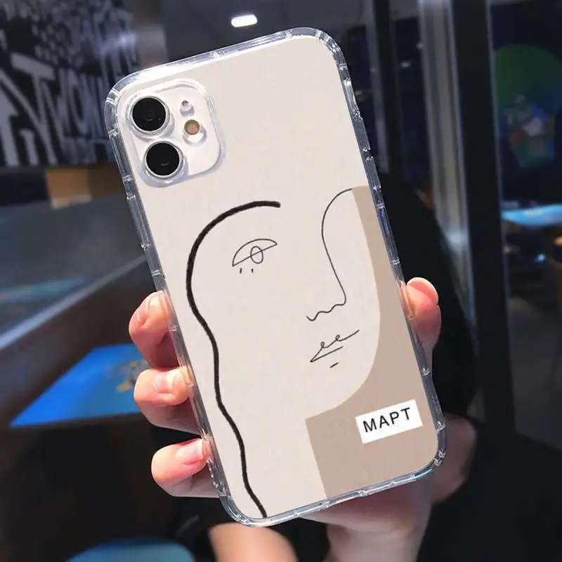 

Art Retro Abstract Geometry Phone Case Transparent soft For iphone 5 5s 5c se 6 6s 7 8 11 12 plus mini x xs xr pro max