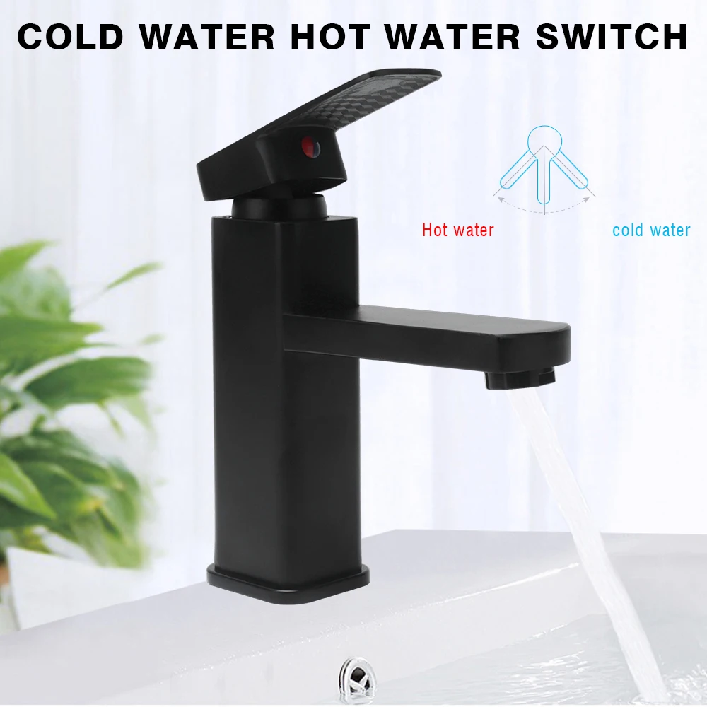 Матовый черный квадратный смеситель BORUiT для раковины кран из нержавеющей стали с