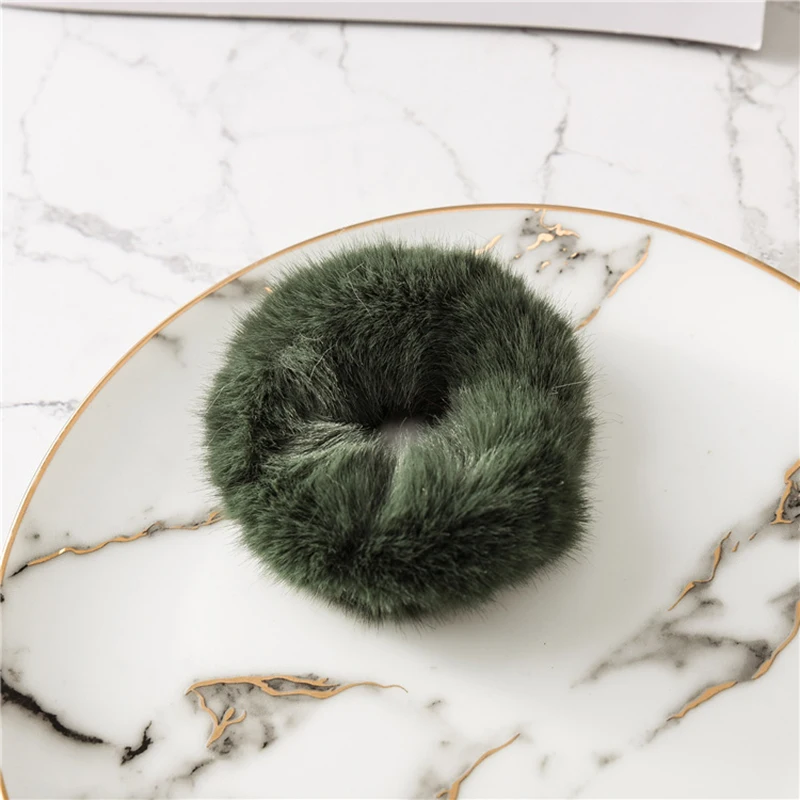 women winter Rabbit Hair Soft Elastic Bands Girls Cute Scrunchie Ponytail Holder Rubber Band True Fur Accessories |
