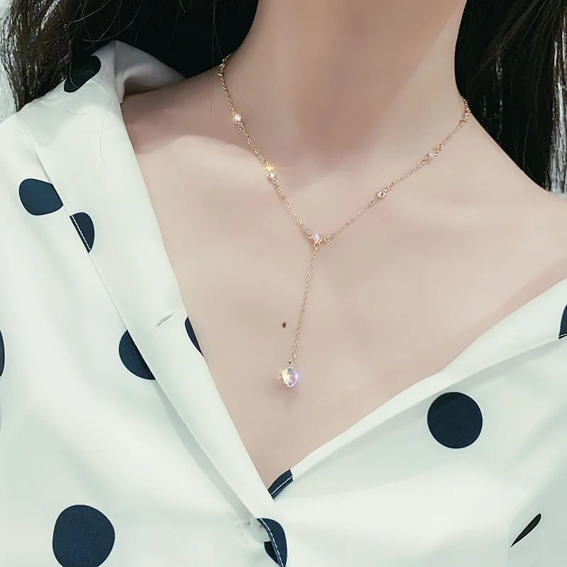Crystal Pendant Necklaces For Women Girls Chokers Accessories 2021 Jewelry Fashion Collar Long Gold Link Necklace Chain | Украшения и