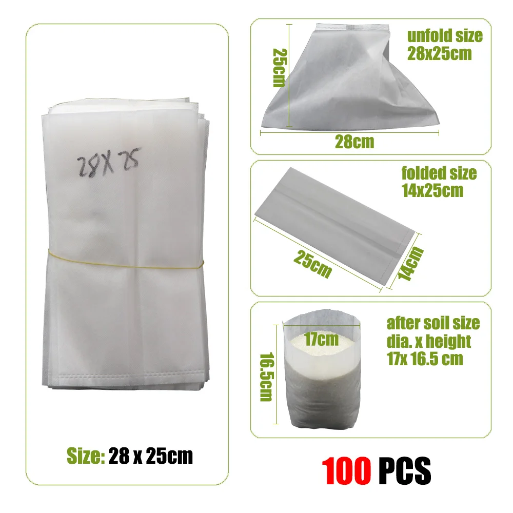 MUCIAKIE – sacs de pépinière en tissu Non tissé, 100 pièces, épais, biodégradables, pour culture, jardin, plantation, arbres
