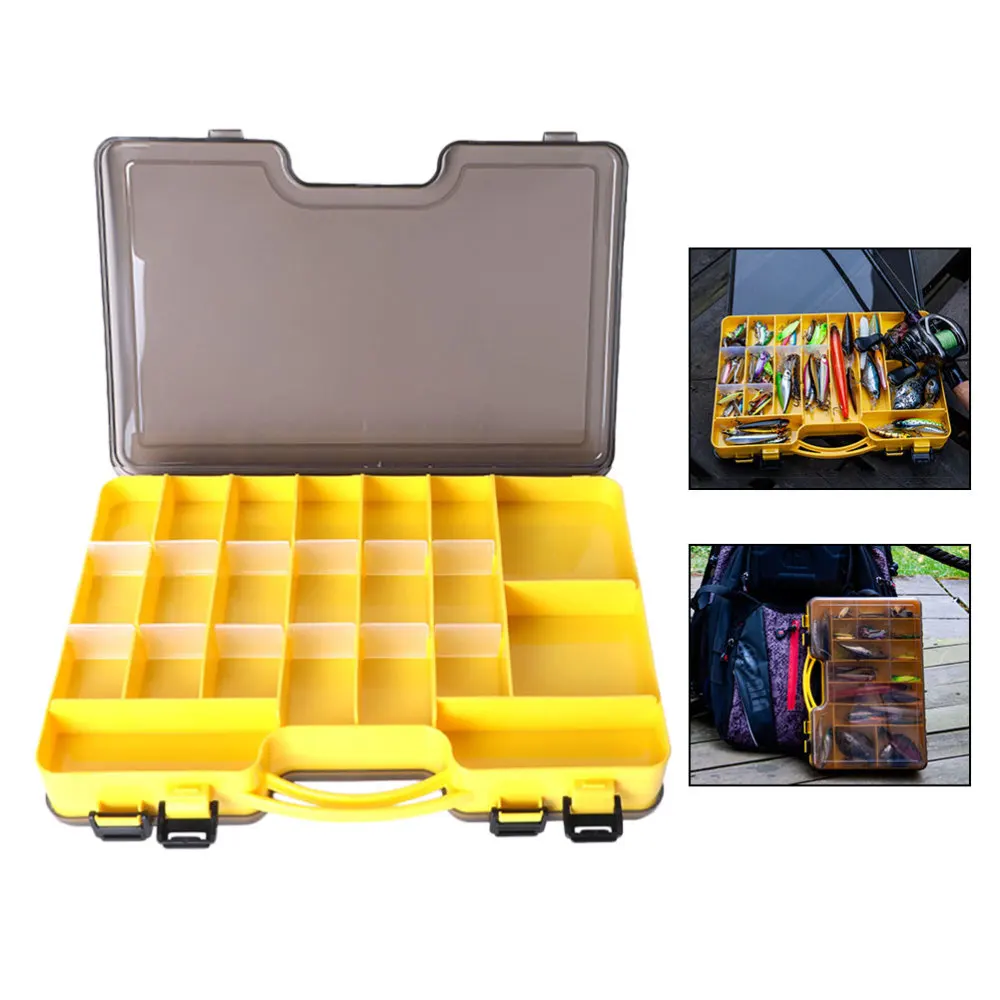 

Portable Fishing Tool Tackle Case Fishing Lure Hook Baits Storage Container Bait Organizer Case for Outdoor (Yellow)