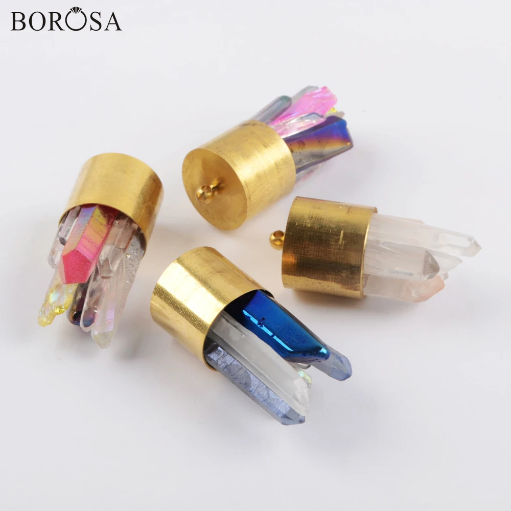 Золотое колье с кристаллами BOROSA подвеска из бисера радужной ауры для ожерелья